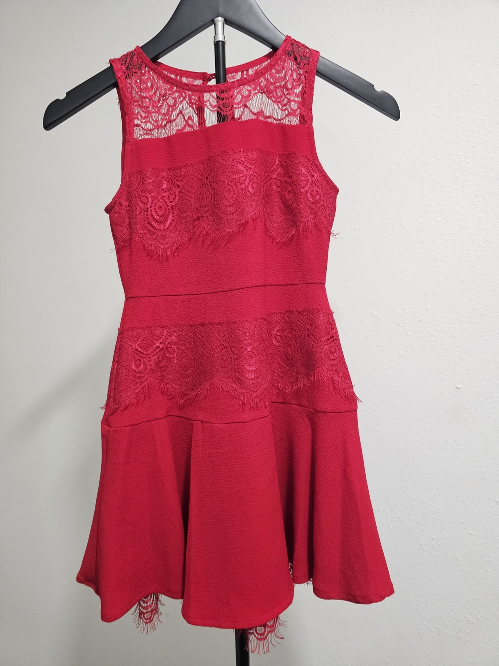 GB girls Red Lace Bodice Flared Party Dress